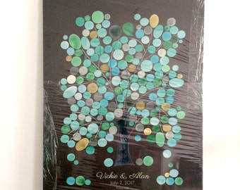 Emerald stone Ready to hang Gallery Wrap Canvas Guest Book >> Wedding guest book wall art keepsake