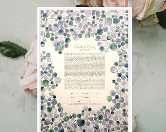Greenery Wedding invitation Custom Ketubah ⤺ watercolor ketubah painting