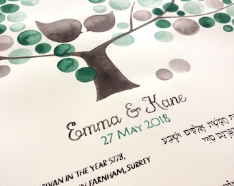 Love Greenery Wedding Art Ketubah with handmade calligraphy