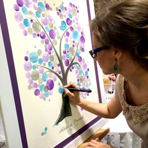 Real wedding tree Guest Book original painting - Wedding guest book signing Alternative watercolor artwork