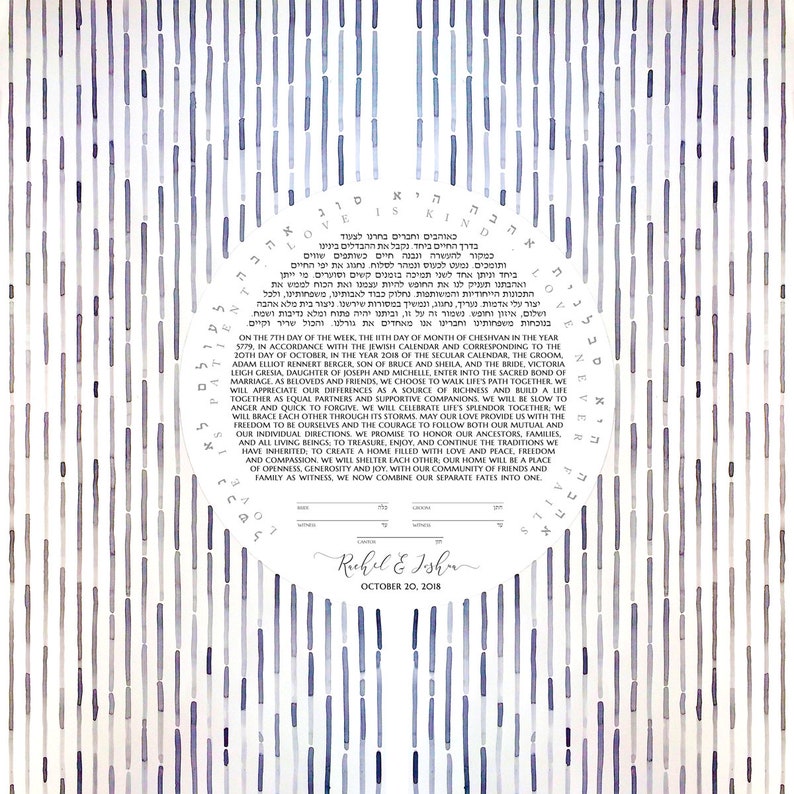 Mid century modern Waterfall Jewish Ketubah image 3