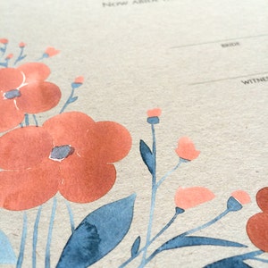 Modern Ketubah art print - SPRING WEDDING FLOWERS