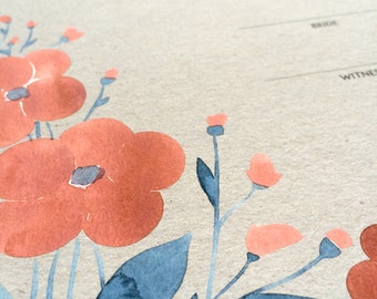 Modern Ketubah art print - SPRING WEDDING FLOWERS
