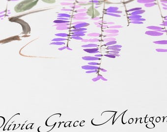 Cascading Wisteria Marriage Certificate | Botanical Quaker Wedding Certificate | Museum-Quality Artwork