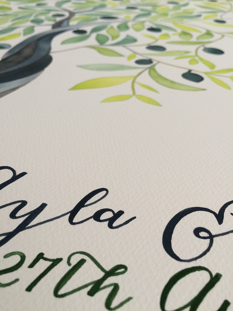 Custom Mediterranean Greenery wedding guestbook alternative Watercolor Guest Book Olive Tree christmas wedding planner