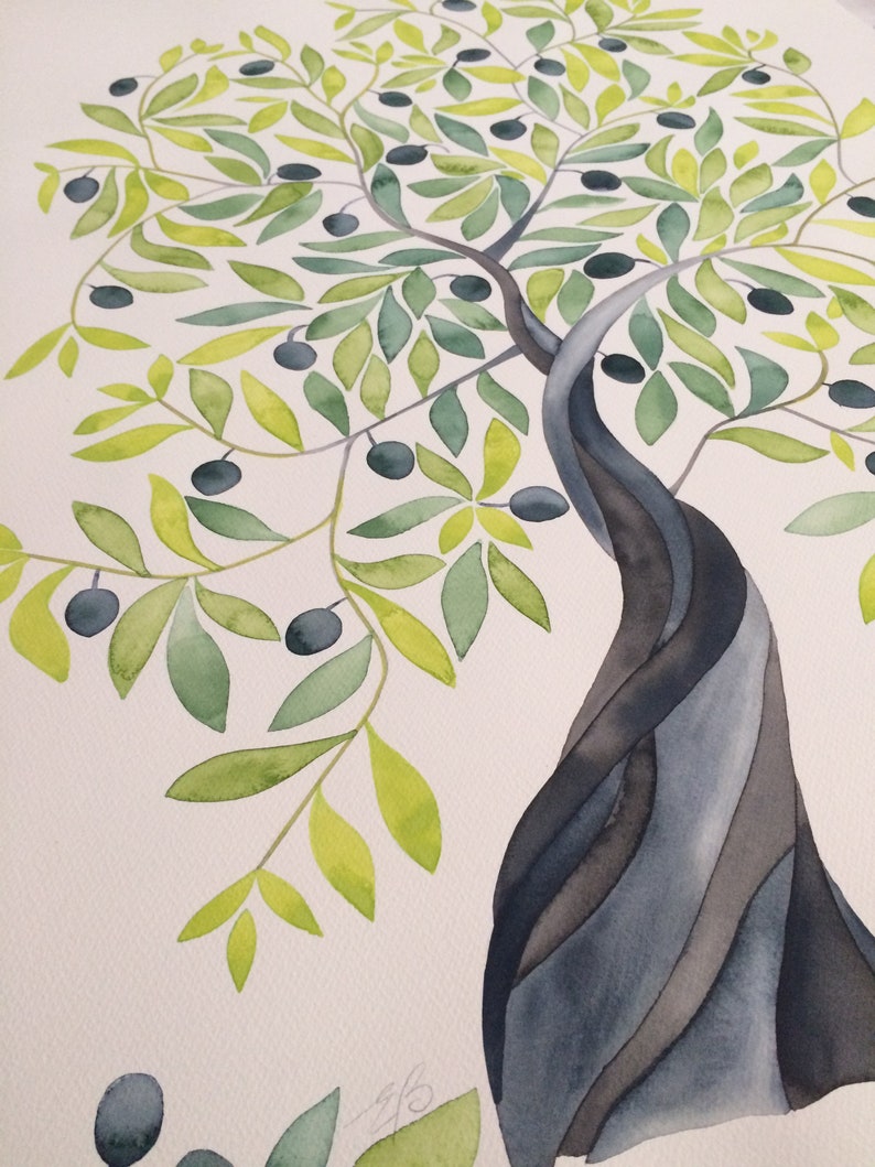 Custom Mediterranean Greenery wedding guestbook alternative Watercolor Guest Book Olive Tree christmas wedding planner