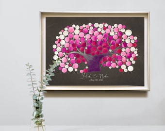 Blossom Wedding Guest Book art print - KANZAN CHERRY TREE - Guest book alternative wedding tree keep sake Guest sign