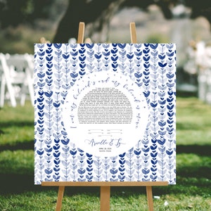 Modern Botanical Ketubah print Jewish outdoor wedding marriage contract BLUE LEAVES CURTAIN image 5