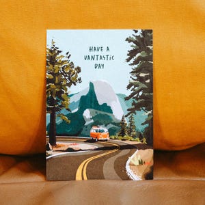 Vanlife Postkarte (A6) - Have a vantastic day! - Yosemite - Für Outdoor Fans - Selbstgestaltetes Motiv auf hochwertigem 450 g/qm Papier