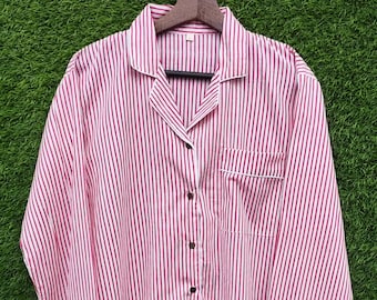 Striped Cotton Pajama Set Women Summer, Soft Breathable Nightwear, Lightweight Sleepwear Set, Casual Loungewear Gift for Her