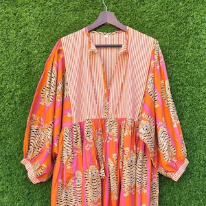 Handmade Cotton Balloon Dress Bohemian Oversized Dress Women Summer Wear