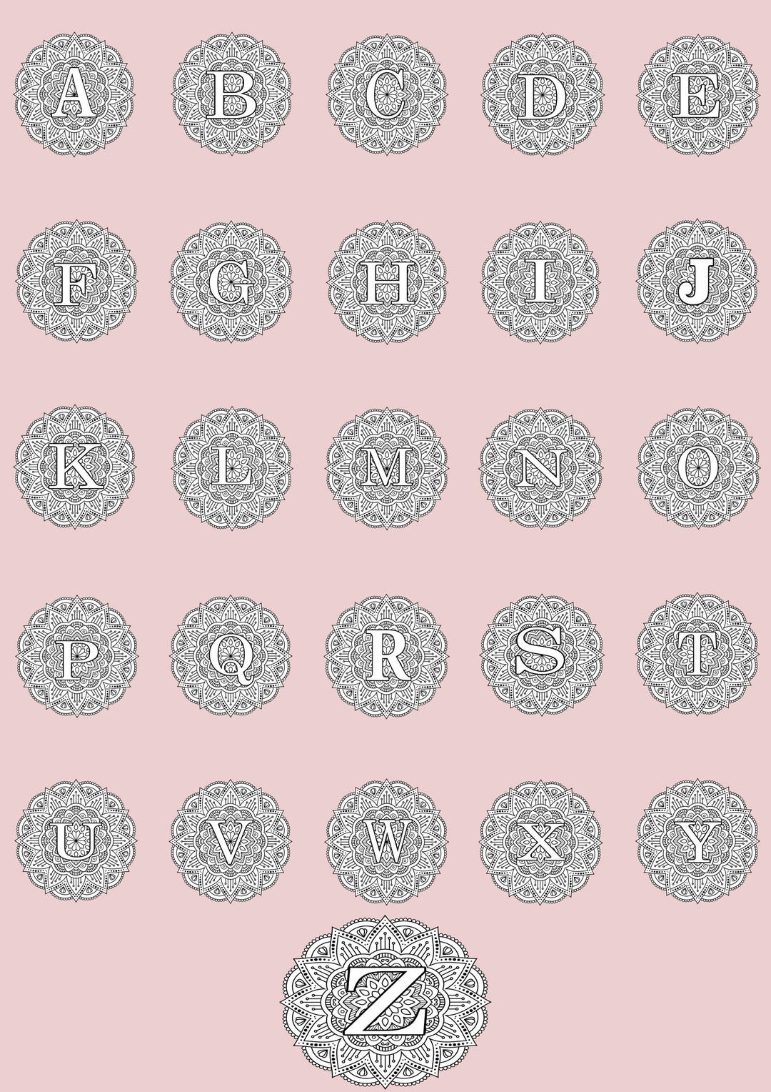 Mandala Alphabet Coloring Pages – Intricate Printable Designs for ...