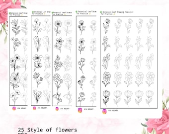 Printable Botanical Tracing Guides: Floral Leaf Templates (PDF)