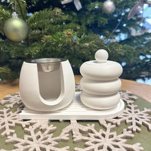 Set Tablett Regenbogen , Aromatherapie Lampe , Betondose handgemacht
