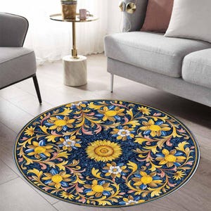 Modern Floral Rug, Boho Floral Rug, Botanical Rug, Wildflower Rug, Flower Round Rug, Flower Pattern Rug, Custom Round Rug, Round Area Rug