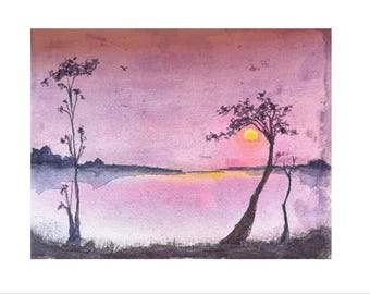 Nature landscape postcards greeting cards artistic gift card watercolor art small gift on budget