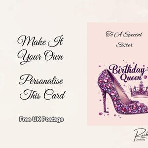 Tarjeta de cumpleaños, estilo Reina del Cumpleaños. Envío gratuito incluido.