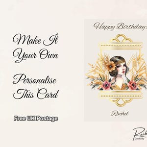 Tarjeta de cumpleaños estilo Art Decó. Envío gratuito incluido.