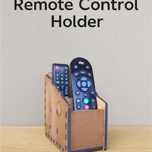 Remote Control Storage Caddy - Wooden Holder for 3 Remotes with Laser Cut Detail