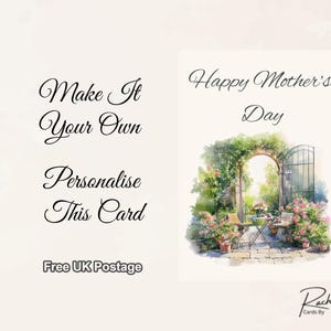 Biglietto d'auguri per la festa della mamma, scena di cortile acquerellata, spedizione gratuita inclusa.