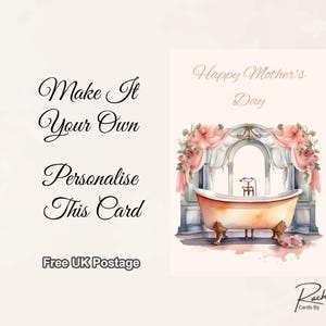 Tarjeta del Día de la Madre, diseño de bañera color agua. Envío gratuito incluido.