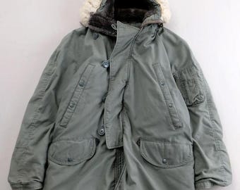 Vintage 1960s 60s USAF US Air Force N-3B N3B Green Snorkel Parka 