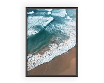 Portugal Beach Print, Blue Ocean Aerial Photography