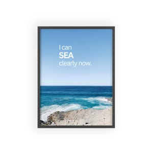 Meer Typografie Wandbild, Ozean Wall Art, Strandhaus Dekoration, maritime Deko, blaues Meer, Visual Statement Spruch, Ozean Fotografie