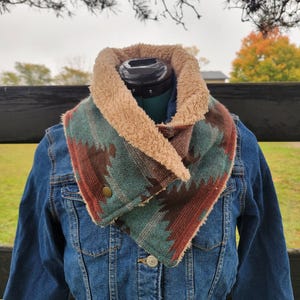 Neck Cowl - Southwest Teal/Brown fabric