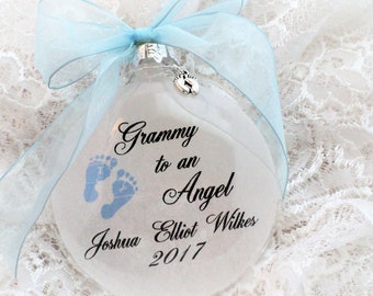 Baby Loss Miscarriage Christmas Memorial Ornament, Grammy to an Angel, Free Personalization and Charm