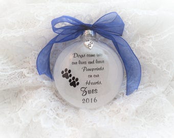 Pet Dog Memorial Christmas Ornament, Dogs Come Into Our Lives, Free Personalization and charm