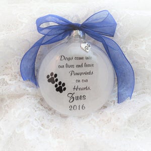 Pet Dog Memorial Christmas Ornament, Dogs Come Into Our Lives, Free Personalization and charm image 2