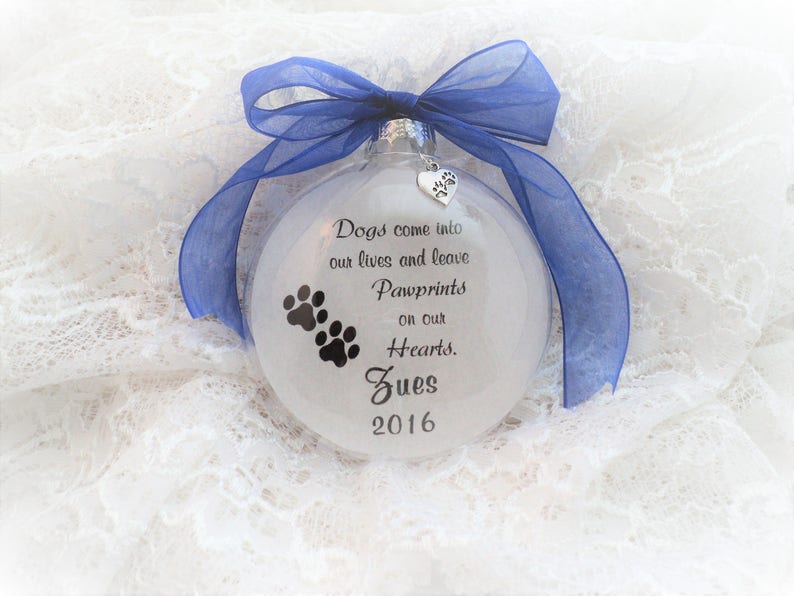 Pet Dog Memorial Christmas Ornament, Dogs Come Into Our Lives, Free Personalization and charm image 2