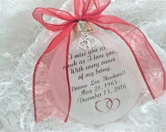 Memorial Christmas Ornament Gift - I Miss You As Much As I Love You - Free Personalization and Charm