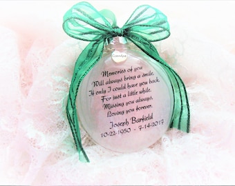 Memorial Christmas Ornament, Memories of You with a Charm