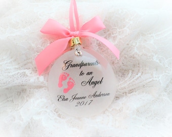 Miscarriage Baby Loss Christmas Ornament, Grandparents to an Angel, Free Personalization and charm