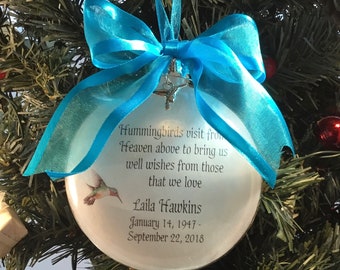 Memorial Gift Hummingbirds Visit From Heaven Above, Loss of Loced One, Remembrance Ornament