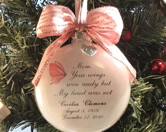 Mom Memorial Ornament, You Wings We’re Ready, Loss do Parent, Bereavement Gift