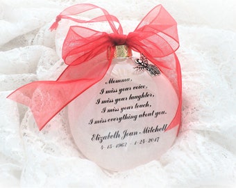 Memorial Ornament, Momma, (or Dad, Father, Mother, Sister, Brother, etc.) I Miss Your Voice, Free Personalization and charm
