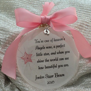 Miscarriage Memorial Ornament, Baby Loss,  In Memory, You're One of Heaven's Angels Now, Remembrance