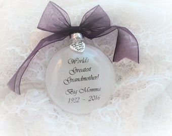 In Memory Christmas Ornament World's Greatest Grandmother, Free Personalization and Charm