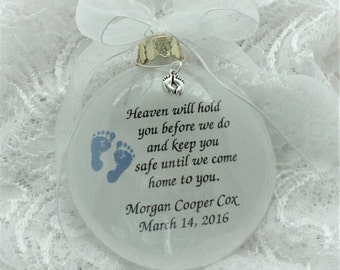 Baby Boy Miscarriage Ornament Heaven Will Hold You Before We do