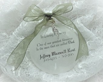 Father Memorial Ornament - In Loving Memory - One Of Our Greatest Blessings - Free Personalization and Charm