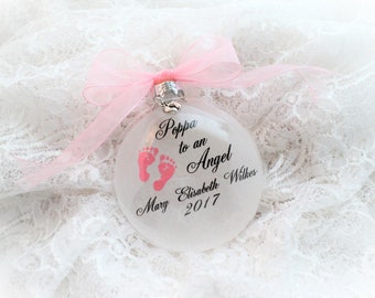 Miscarriage Memorial Christmas Ornament, Poppa to an Angel, Free Personalization and charm