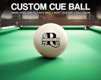 Custom Last Name Flourish Monogram Cue Ball - Great Birthday or Christmas Gift!