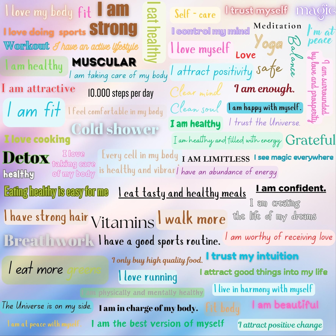 Self-love. Vision Board Kit 2026: Printable Affirmations & Pictures ...