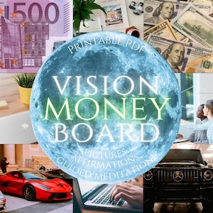 Geld Vision Board Printables Kit Vision Board 2025 Aufkleber PDF Bilder Affirmationen Meditation Vision Board Träume Manifestation Reich
