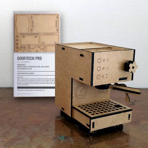 Goofitech Pro: レーザーカット木製ポルタフィルター3Dパズル、コーヒー愛好家向けDIYミニチュアキット