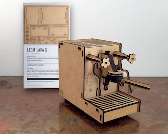 Legit Lara X – Portafiltro de rompecabezas 3D: Kit miniatura de madera cortado con láser para armar, ideal para amantes del café. Regalo único, Espresso y Café.