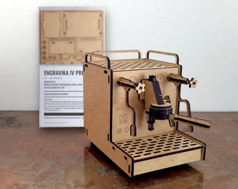 Engravika IV Pro – 3D Puzzle Portafilter: Laser-Cut Wooden DIY Miniature Kit for Coffee Lovers – Unique Gift, Espresso & Coffee